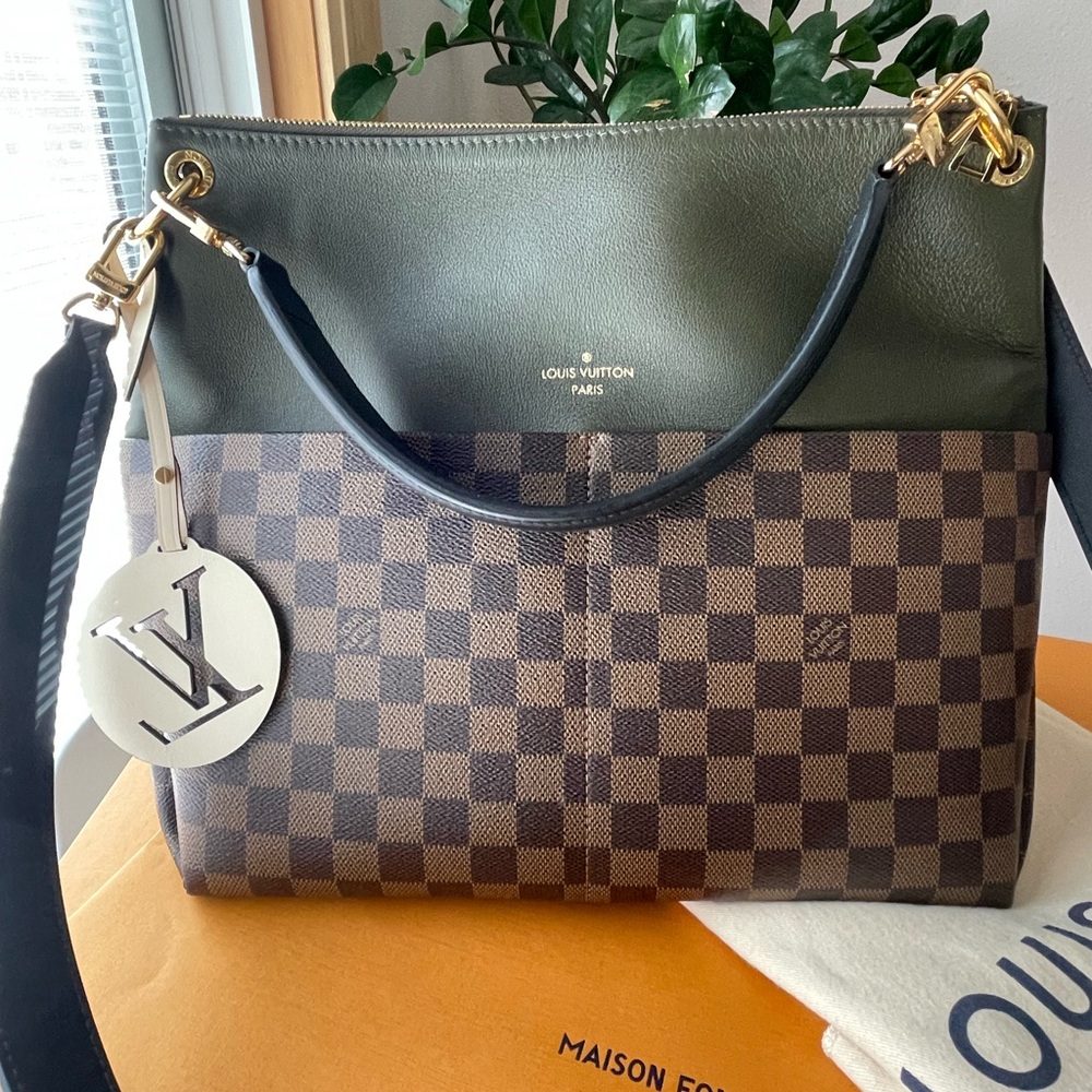 Authentic Louis Vuitton Maida Handbag Damier with Leather